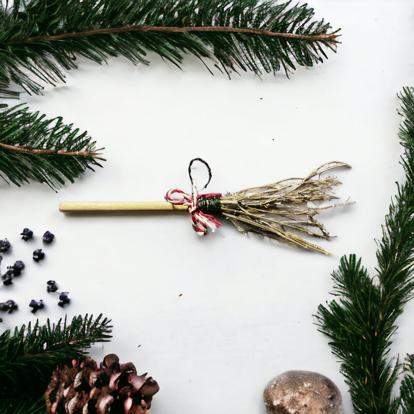 Lavender Stem Broom Ornament