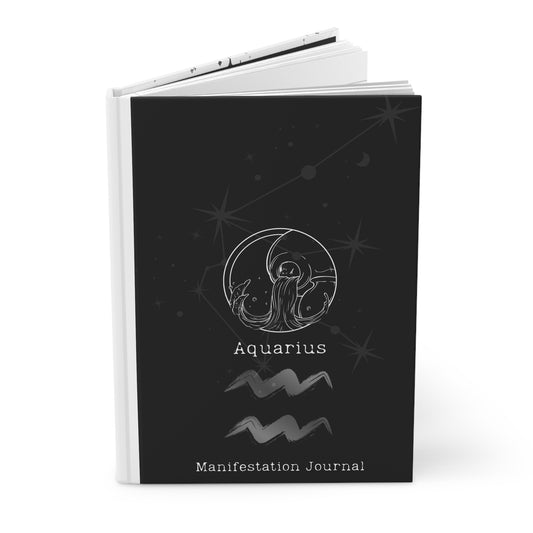 Aquarius Zodiac Matte Hardcover Manifestation Journal