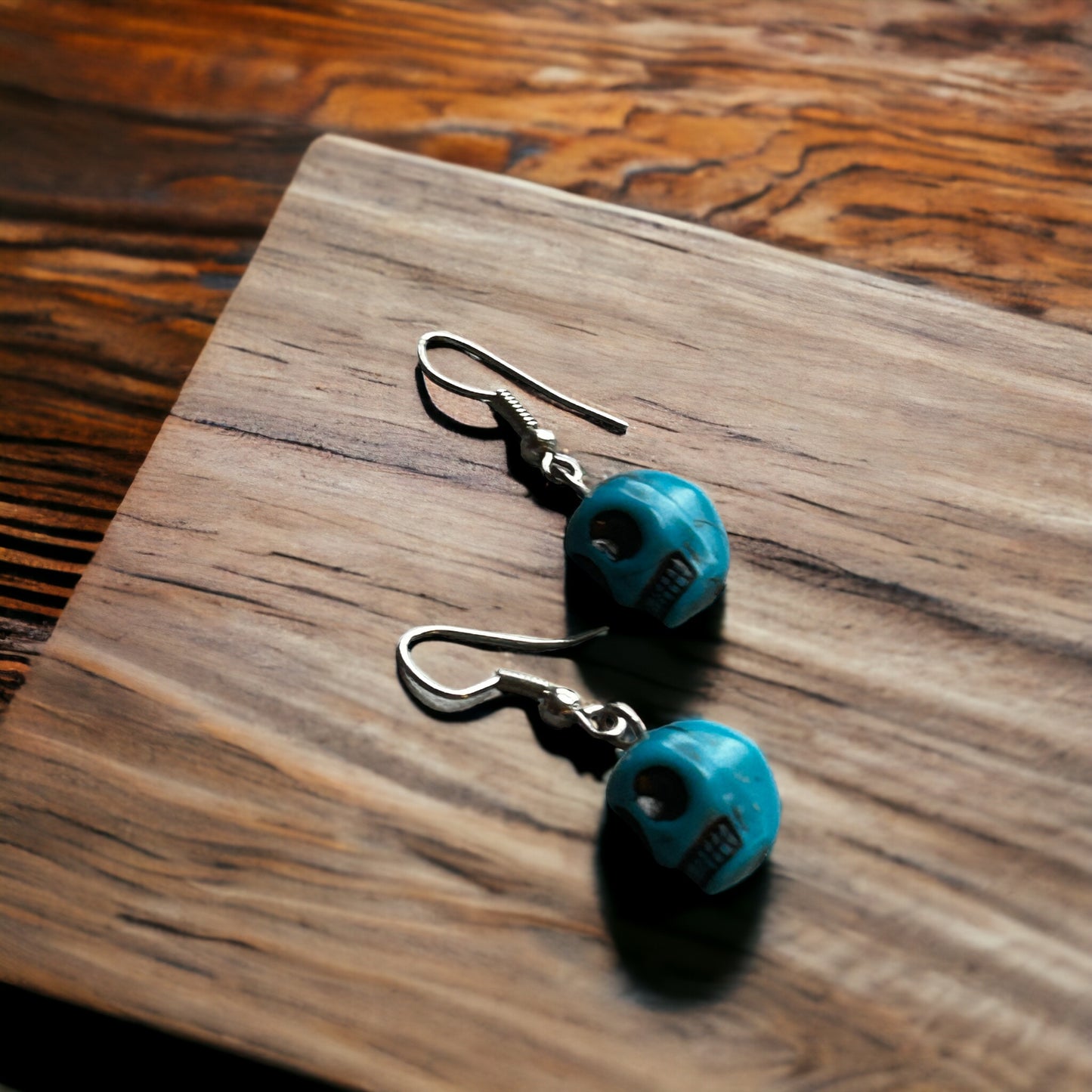 Dark Blue Skull Earrings