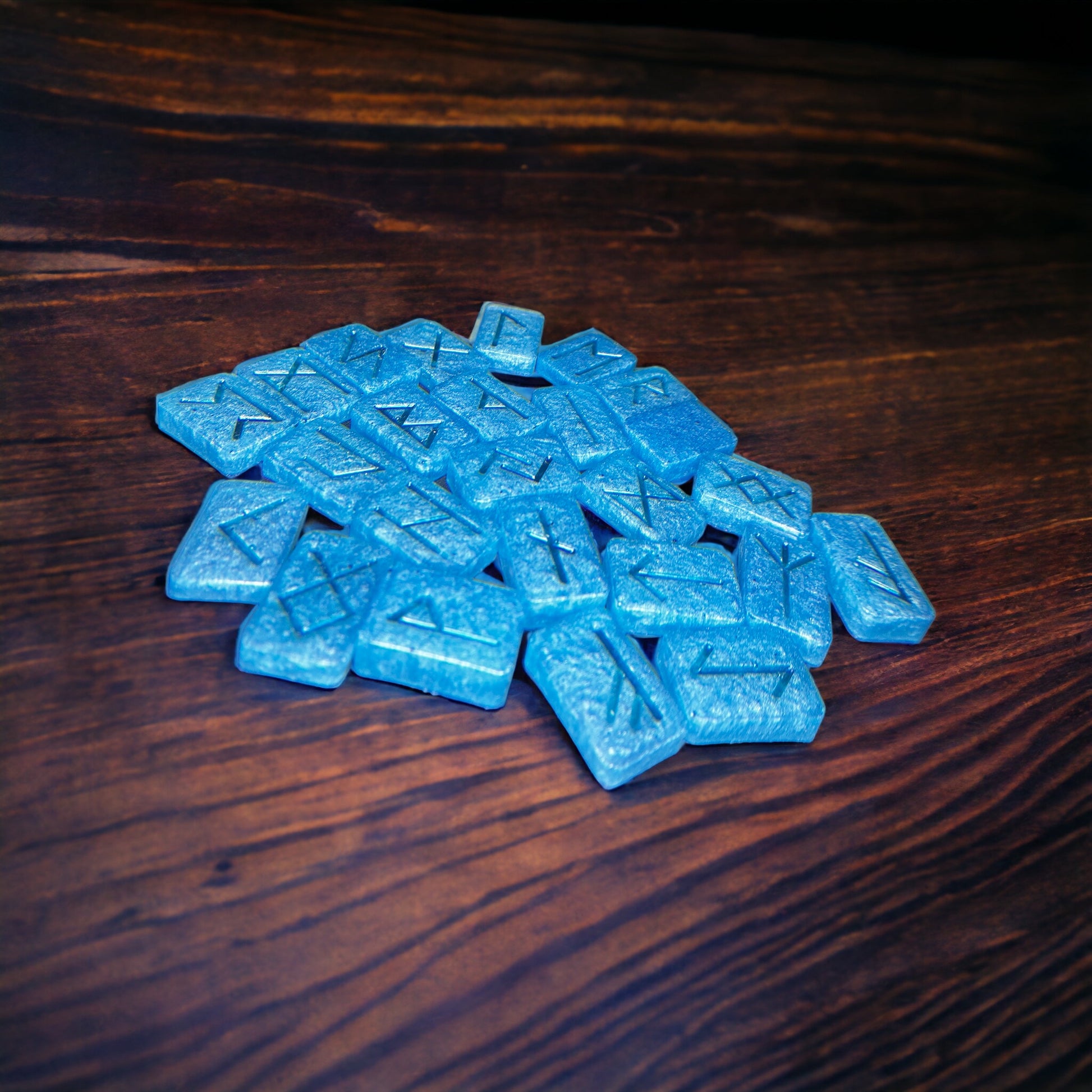 Blue Ice Resin Elder Futhark Runes