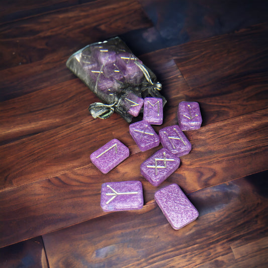 Lilac Resin Elder Futhark Runes