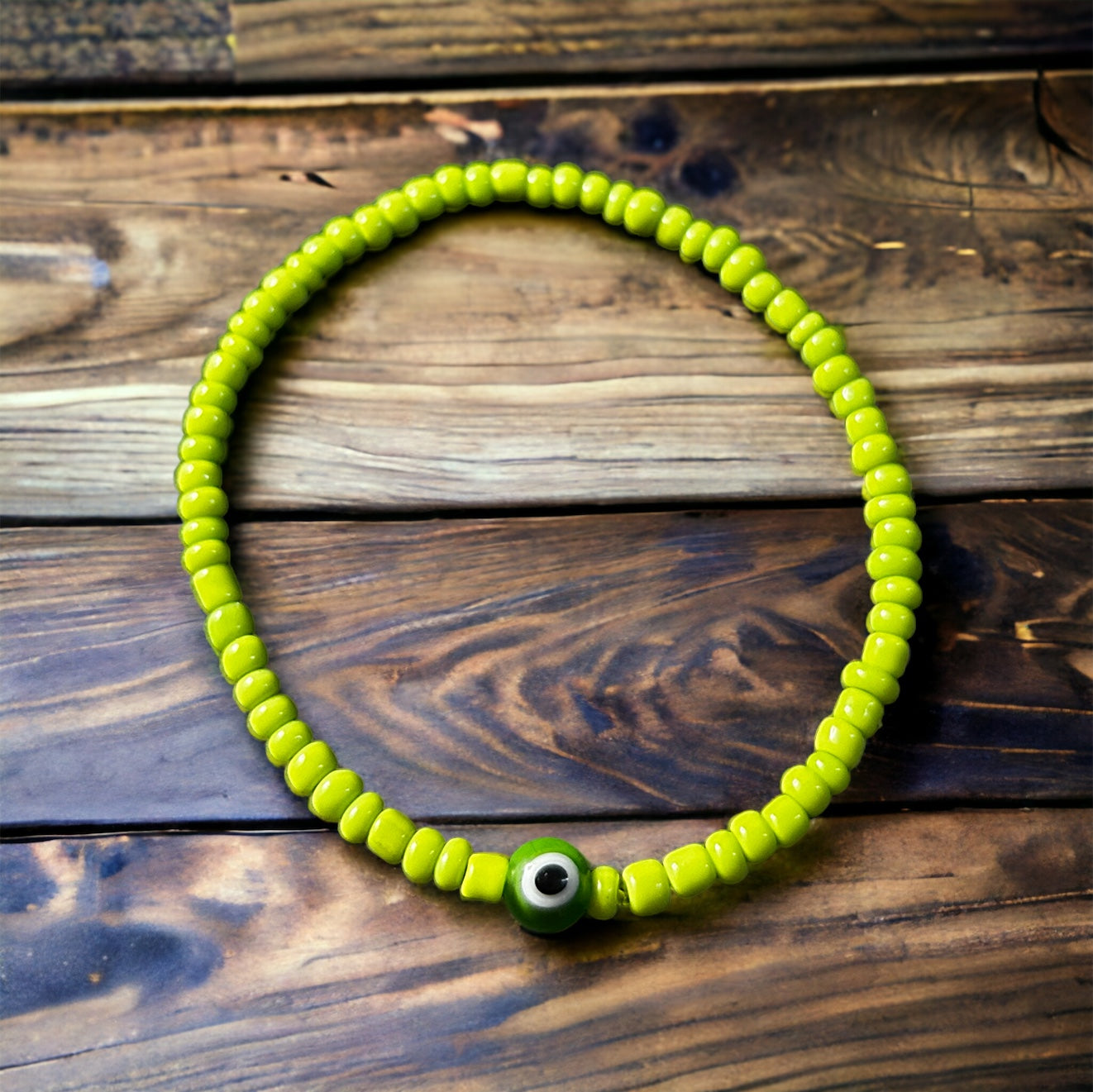 Green Evil Eye Beaded Bracelet